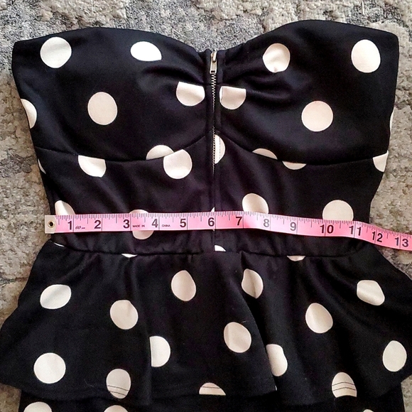 NWT - Agaci MD Retro Polka Dot Peplum Strapless Bodycon Cocktail Dress - Picture 8 of 10